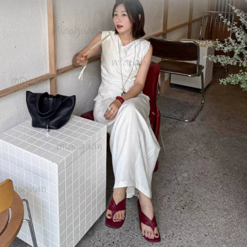 French Retro Women's Clip Toe Flat Sandals – Summer Flip Flops Women's Flat Sandals Axl