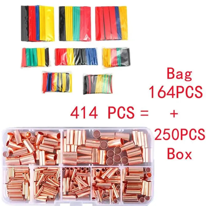 Copper Crimp Connector Kit – 7-Size Wire Ferrule Assortment Crimp Terminal Kit Axl 414PCS