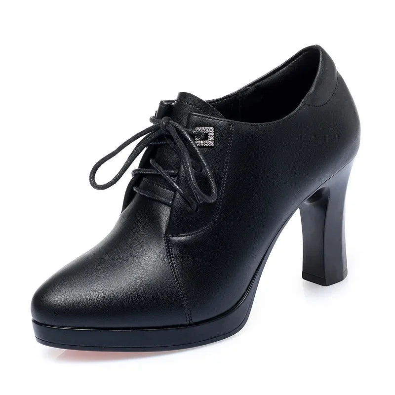 Women's High Heel Ankle Boots – Pointed Toe Lace-Up Women's Ankle Boots Axl Black 35