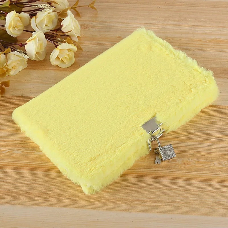 Cute Plush A5 Diary Notebook with Lock | Girls Journal Diary Notebook Axl Yellow A5