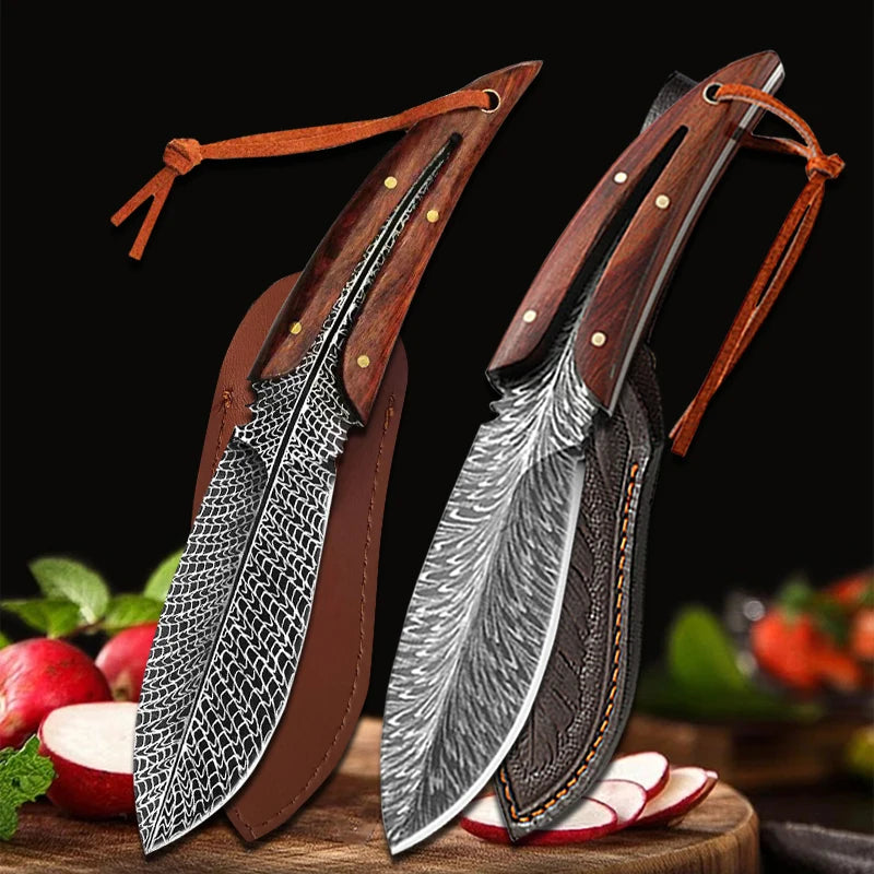 Stainless Steel Boning Utility Knife with Sheath & Wood Handle Kitchen Utility Knife Axl