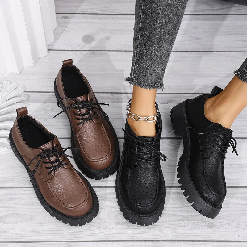 Women's Chunky Platform Loafers – Wide Size Retro Canvas Shoe Platform Loafers Axl