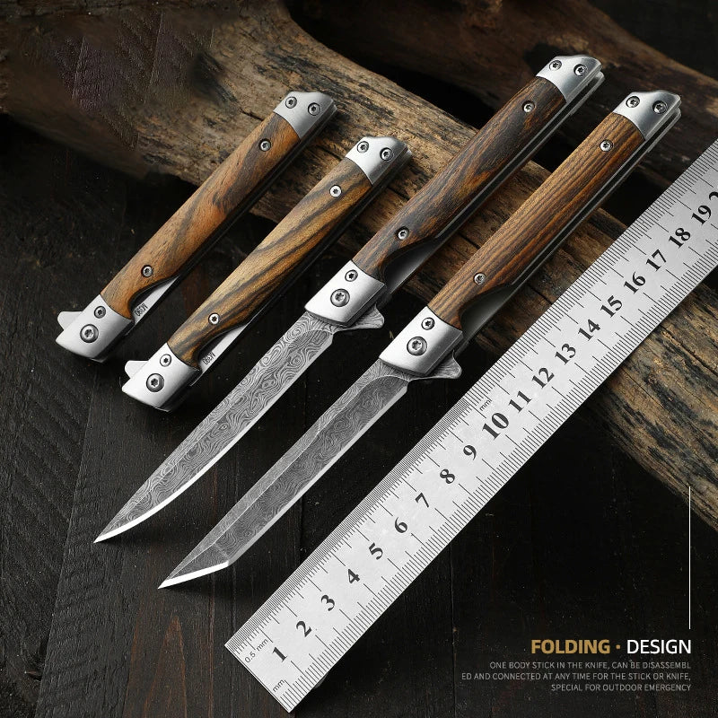 Stainless Steel Folding Pocket Knife – Wood Handle | 9.3cm Blade Folding Pocket Knife Axl