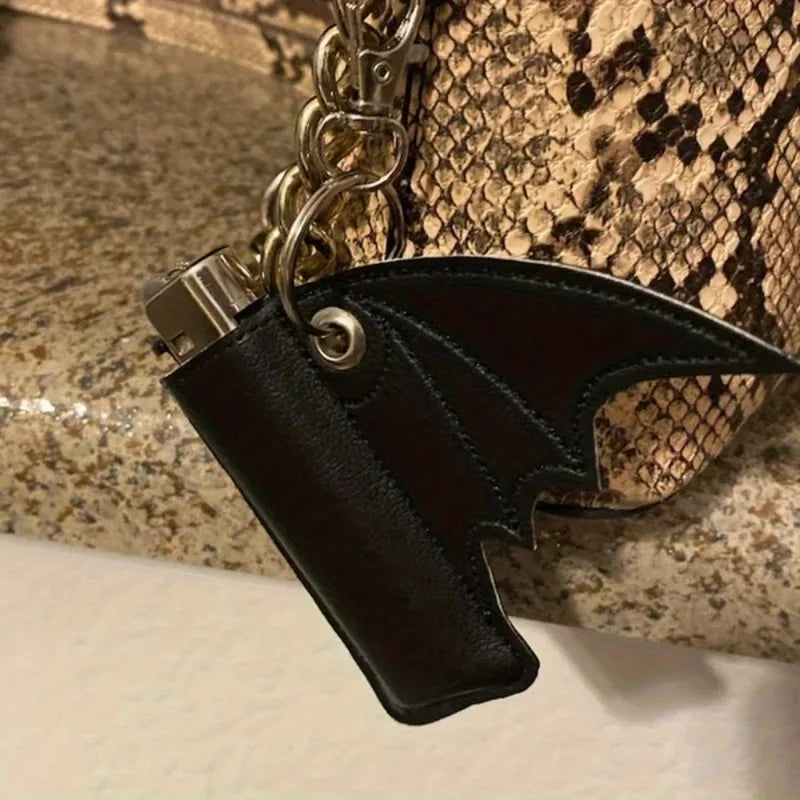 Bat Lip Balm Holder Keychain | PU Leather Punk Wing Design Lip Balm Keychain Axl