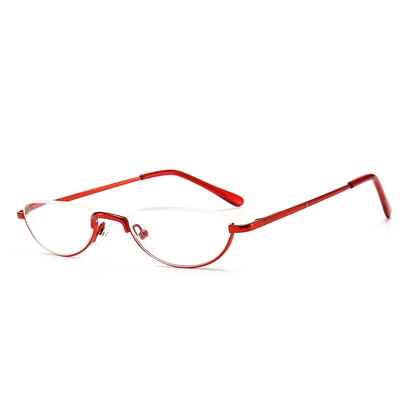 Half Moon Reading Glasses for Women – HD Metal Frame Readers Reading Glasses Axl red 200
