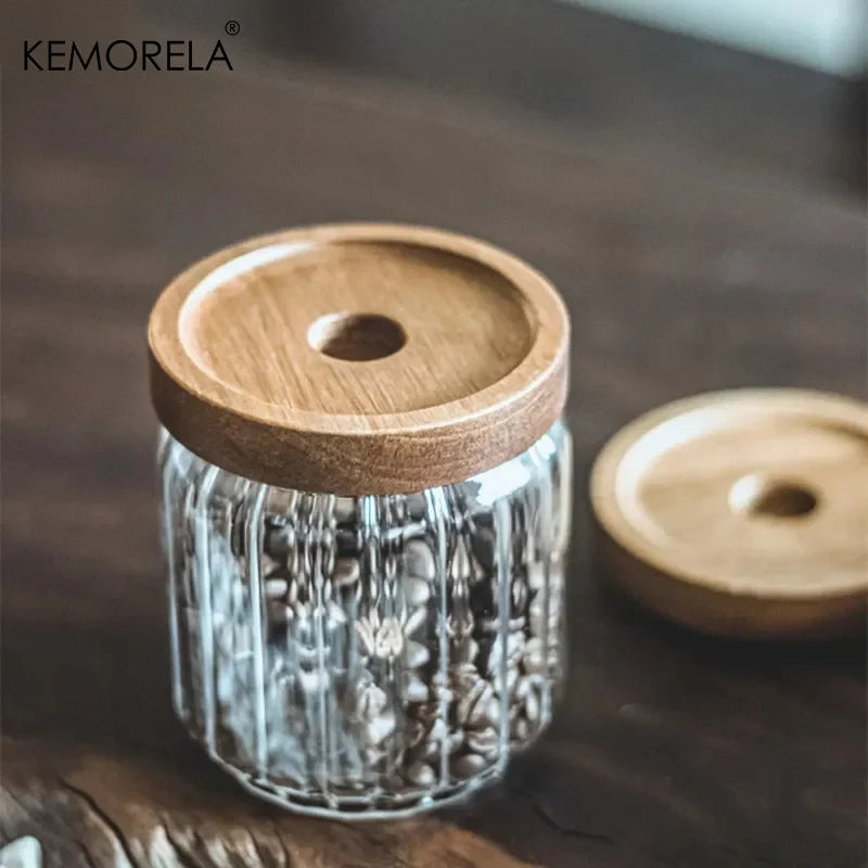 Glass Storage Jar with Acacia Wood Lid | Airtight Borosilicate Glass Storage Jar Axl
