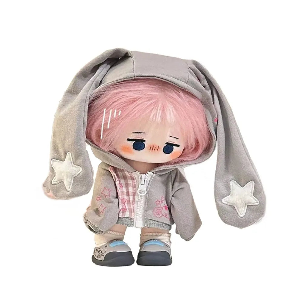 20cm Doll Rabbit Ear Mini Sweatshirt Jacket | Doll Outfit Doll Outfit Axl Grey