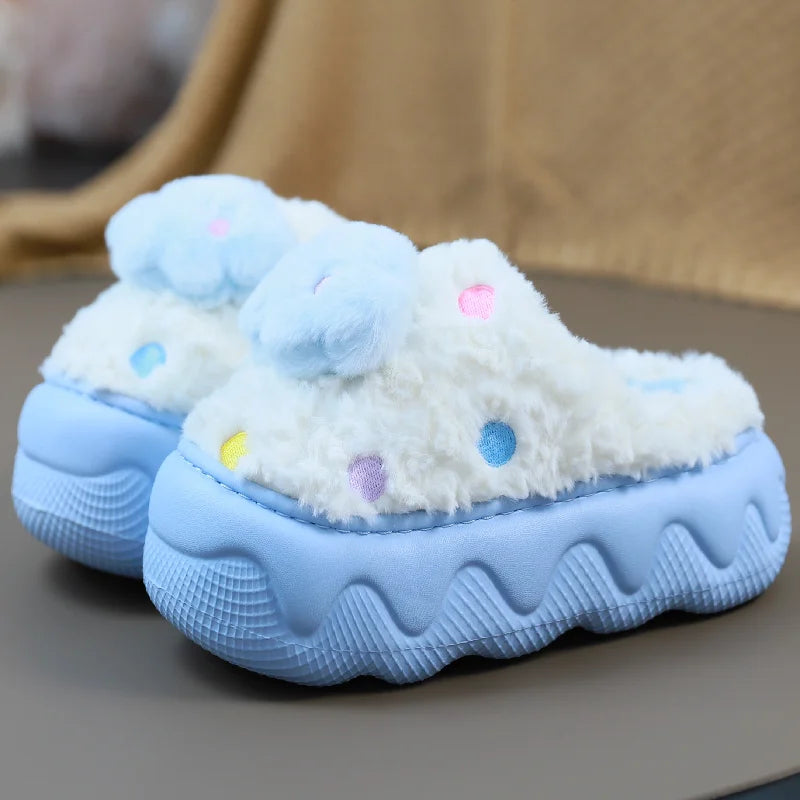 Lorilury Women's Faux Fur Cloud Slippers – Warm Indoor Slides Women's Indoor Slippers Axl Blue slipper 36-37