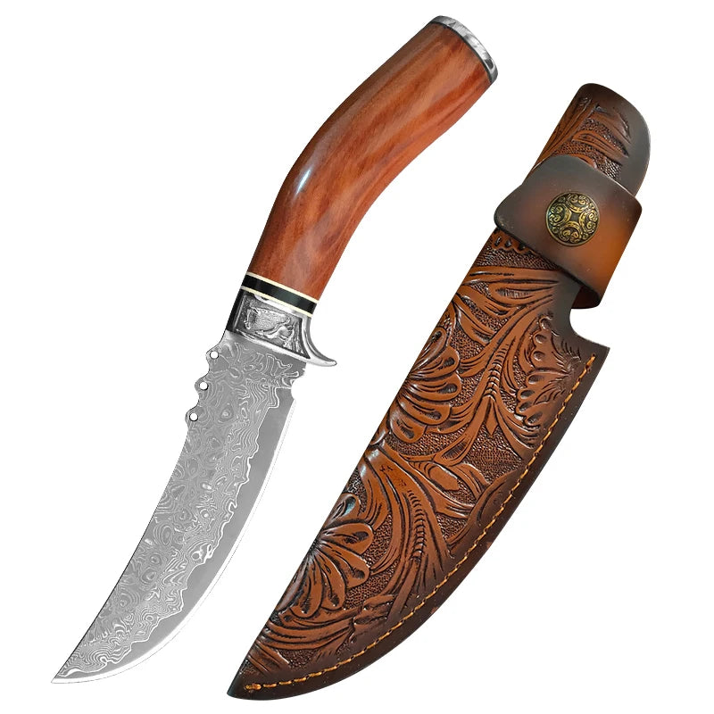 67-Layer Damascus Steel VG10 Boning Knife – Wood Handle Damascus Kitchen Knife Axl Knife A