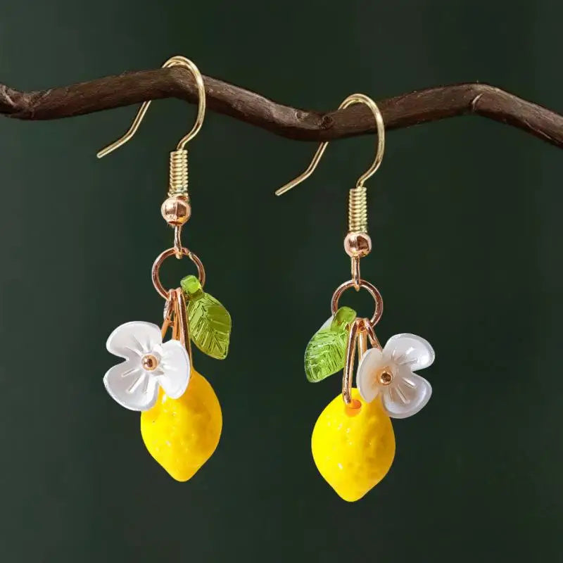 Lemon Tassel Drop Earrings – Bohemian Fruit Dangle Jewelry Dangle Earrings Axl A4
