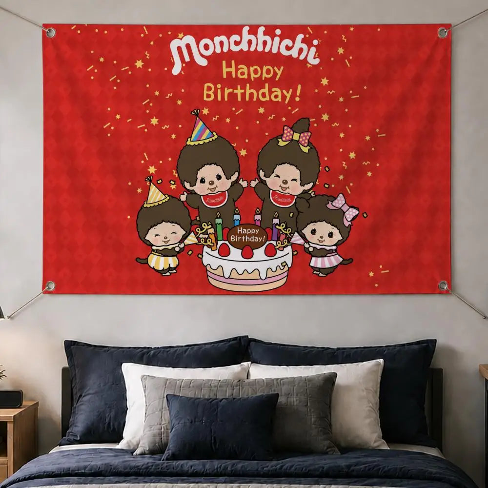 Monchhichi Character Flag Banner – Wall Hanging Decor Wall Hanging Flag Axl