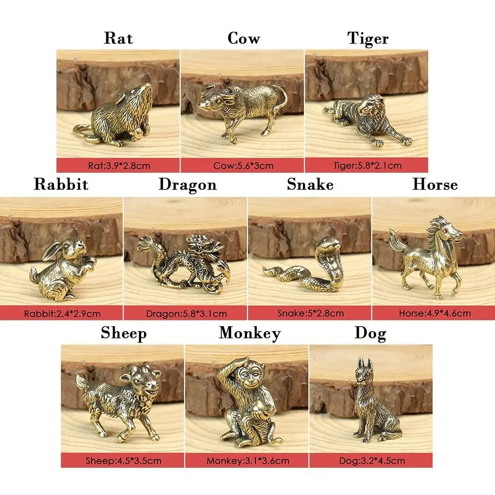 Chinese Zodiac Copper Animal Figurine – Miniature Desk Statue Copper Zodiac Figurine Axl