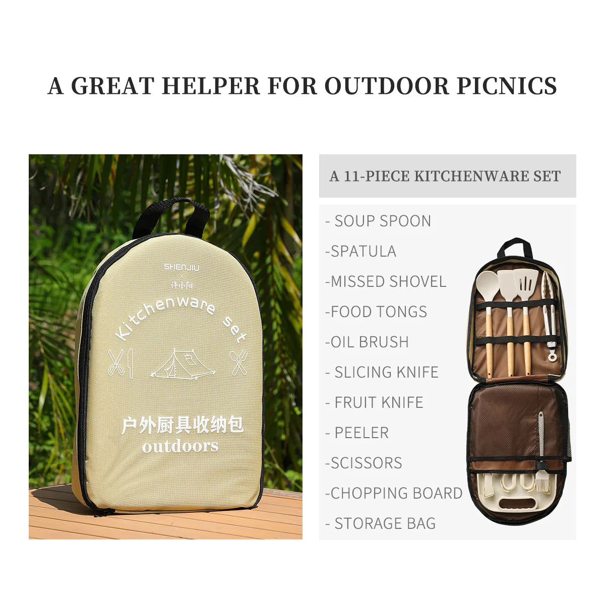 Portable Outdoor Picnic Set – Stainless Steel Knife & Cutting Board Outdoor Picnic Set Axl