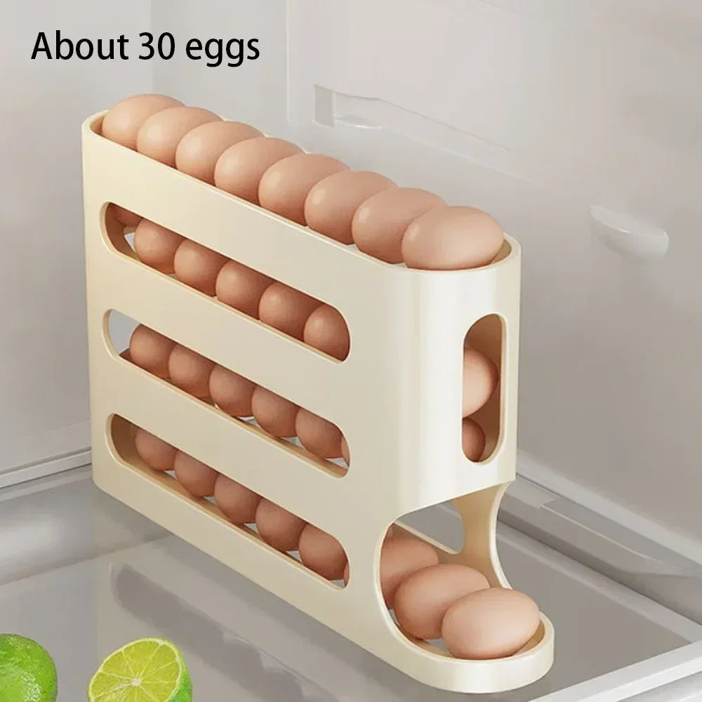 Rolling Egg Dispenser Rack – 2–4 Tier Fridge Egg Organizer Egg Organizer Rack Axl 4 Tier Yellow B