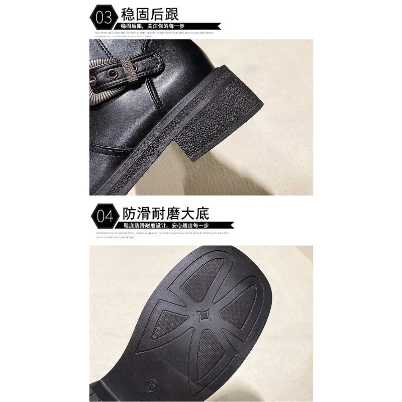 Women's Punk Lace-Up Ankle Boots – Chunky Combat Booties Combat Ankle Boots Axl