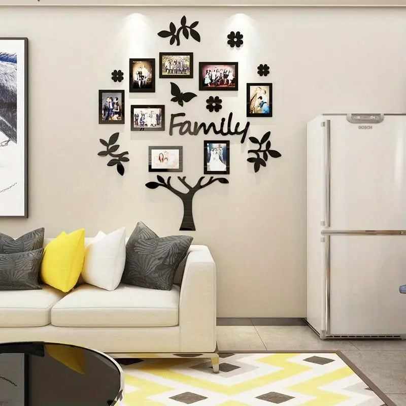 3D Tree Wall Sticker with Acrylic Photo Frames | Home Decor Wall Art Decal Axl