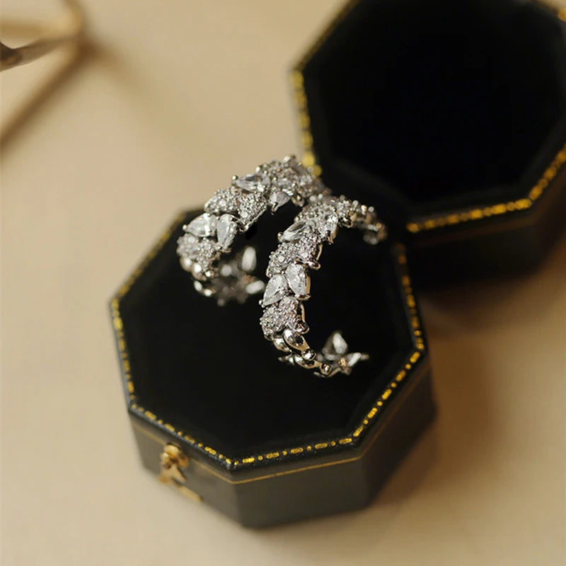 Huitan Silver Hoop Earrings – Cubic Zirconia Fashion Jewelry Hoop Earrings Axl