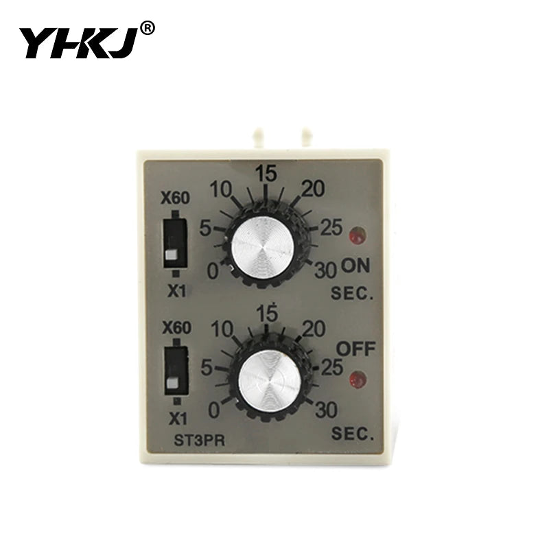 ST3PR Dual Cycle Twin Timer Relay with Socket Base | SPDT Electrical Timer Relay Axl