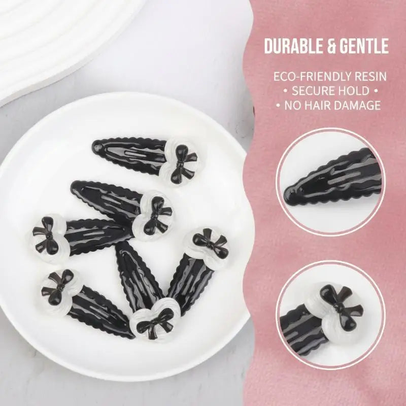 Heart Bowknot BB Hair Clips – Wavy Side Clips for Girls 2/6 Pcs Hair Clips Axl