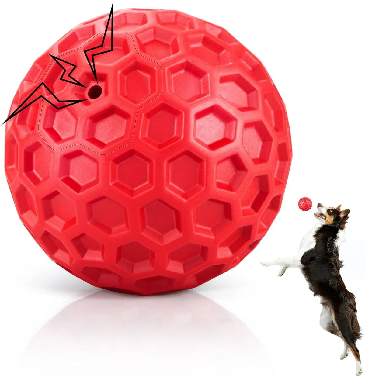 Interactive Squeaky Rubber Dog Ball Toy – Chew & Fetch Dog Chew Toy Axl Red 2.1in