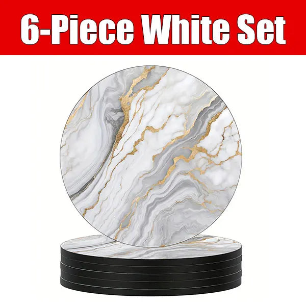 Non-Slip Absorbent Rubber Drink Coasters – Set of 6 Drink Coasters Set Axl White