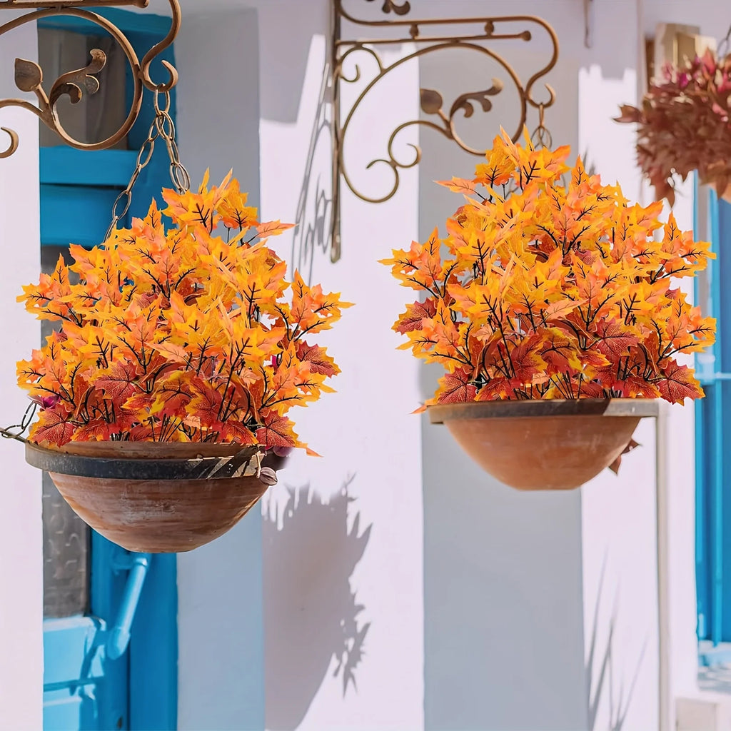 2-Pack Artificial Maple Leaf Stems | Fall Autumn Home Decor Artificial Floral Stems Axl