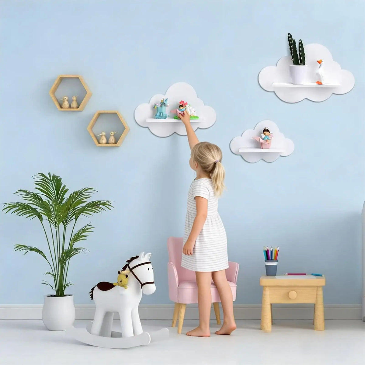 Cloud Wall Shelf Set of 3 – Floating Kids Room & Nursery Shelves Floating Wall Shelves Axl