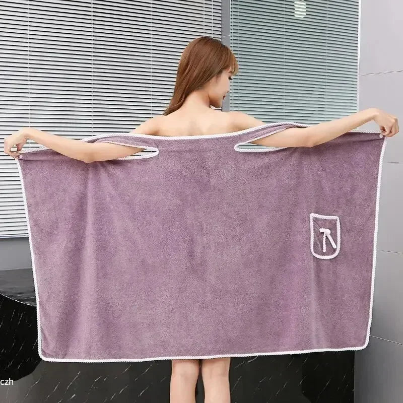 Women's Wearable Bath Towel Wrap – Fast Drying Spa & Gym Robe Wearable Bath Towel Axl