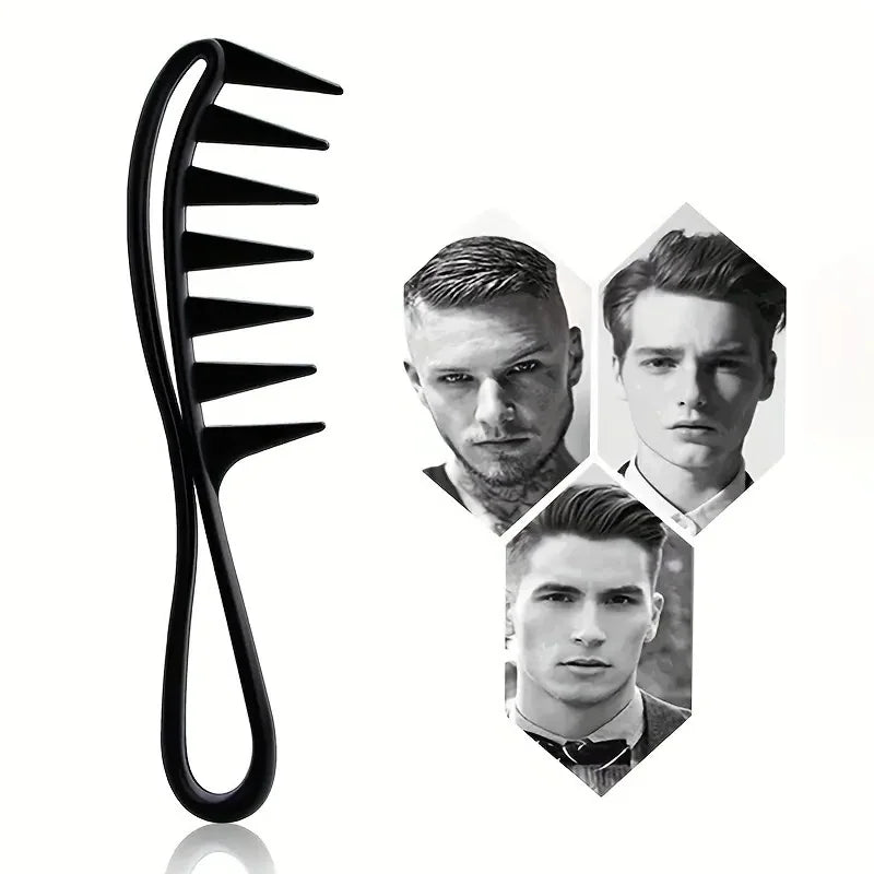 Wide-Tooth Scalp Massage Comb – Men's Black Plastic Hair Comb Hair Comb Axl