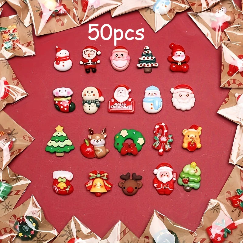 Mixed Resin Christmas Fridge Magnets – Santa, Snowman & Tree Christmas Fridge Magnets Axl Random mixed -50pcs