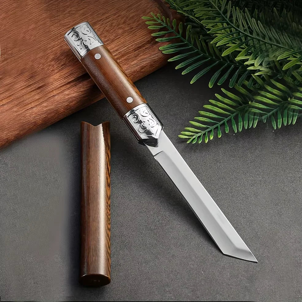 PLYS Damascus Steel Chef Knife – 9.5" Wood Handle Carving Knife Damascus Chef Knife Axl A