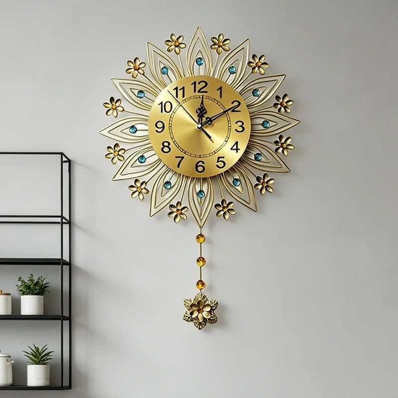 Modern Luxury Sunburst Wall Clock – Silent Gold Minimalist Decorative Wall Clock Axl