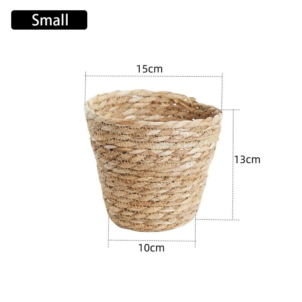 Woven Grass Planter Basket | Natural Straw Flower Pot Cover Woven Planter Basket Axl Small