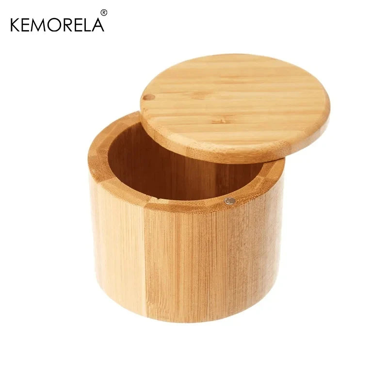 Bamboo Salt Box with Magnetic Swivel Lid | Kitchen Spice Storage Kitchen Spice Container Axl 1PCS