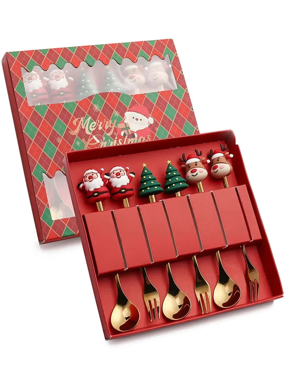 Christmas Stainless Steel Cutlery Set – Cartoon Knife Fork Spoon Holiday Cutlery Set Axl 6pcs 2
