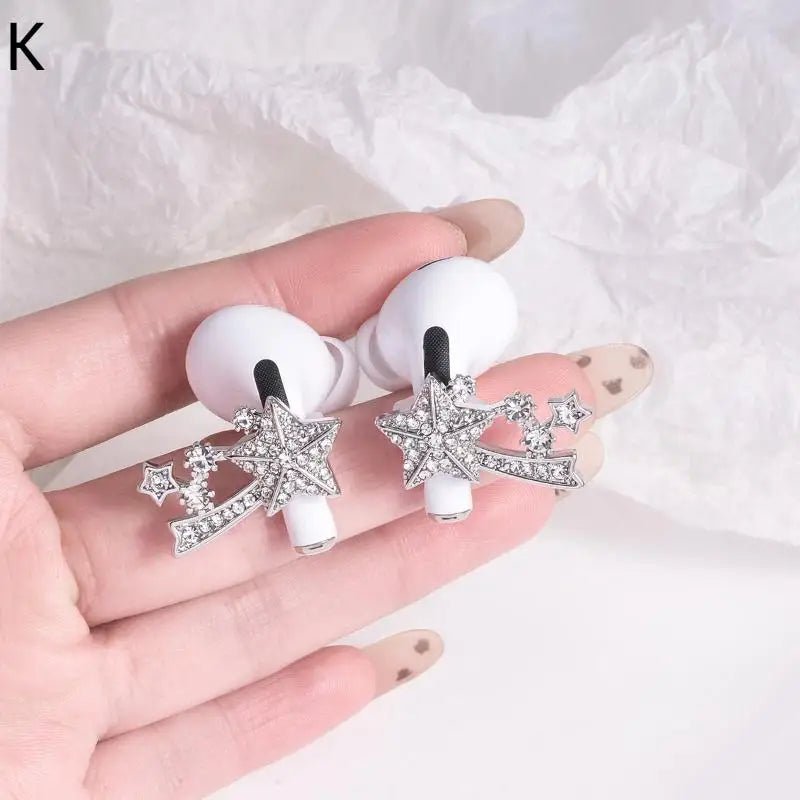 Rhinestone Earphone Charms – Decorative Earbud Clips (1 Pair) Earbud Decoration Clips Axl K