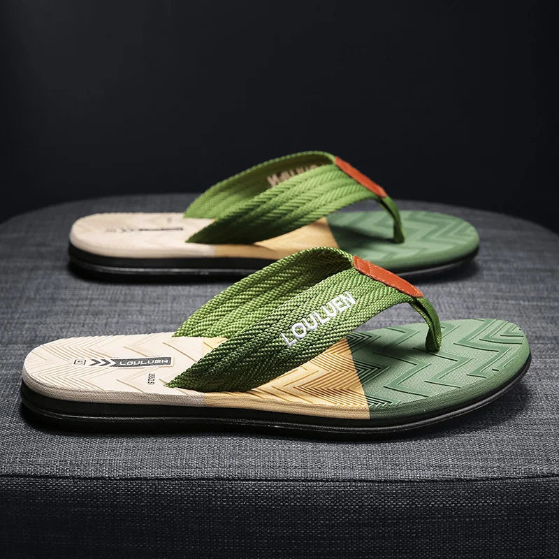 YBQJOO Men's Non-Slip Beach Flip Flops | EVA Casual Slippers Men's Flip Flops Axl L-217 Military Green 39