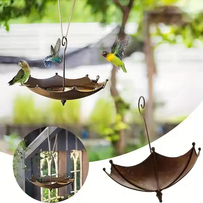Vintage Metal Umbrella Bird Feeder – Hanging Garden Decor Hanging Bird Feeder Axl
