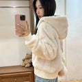 Women's Faux Mink Hoodie Jacket – Korean Style Winter Coat Women's Hoodie Jacket Axl Milky White S China Mainland