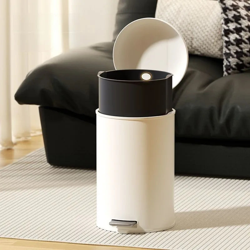 Pedal Trash Can with Lid – Round Metal Bin 10L & 15L Pedal Trash Can Axl