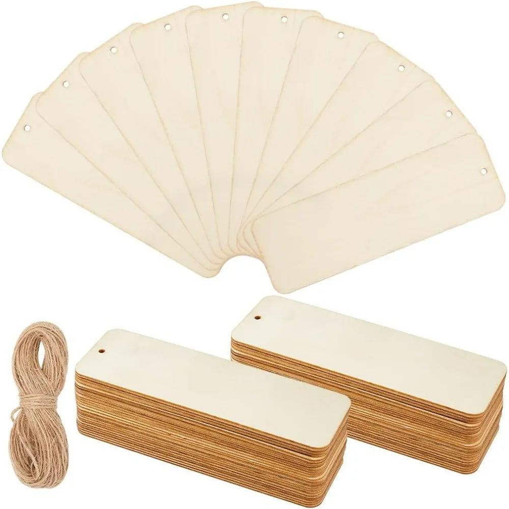 50 Pcs Wood Bookmark Blanks 6x2" Unfinished DIY Gift Tags Wood Craft Blanks Axl