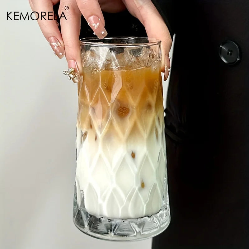 KEMORELA 500ml Diamond Glass Cup – Coffee, Whisky & Drinks Glass Drinkware Axl