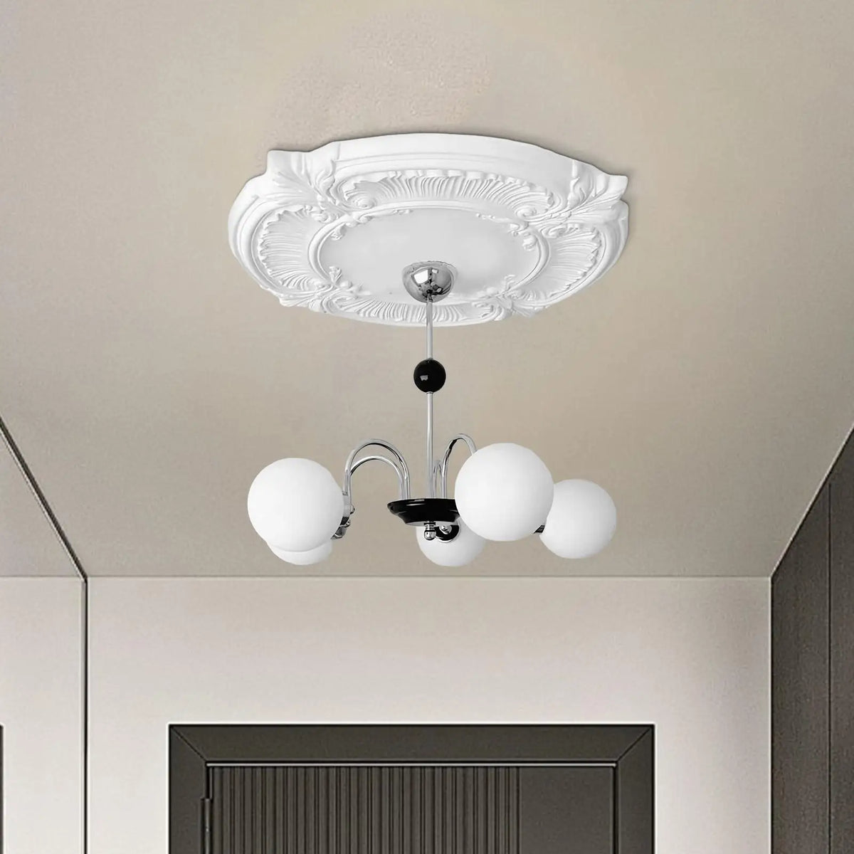 Split Ceiling Medallion – 12" PU Lamp Shade Trim Cover Ring Ceiling Medallion Axl
