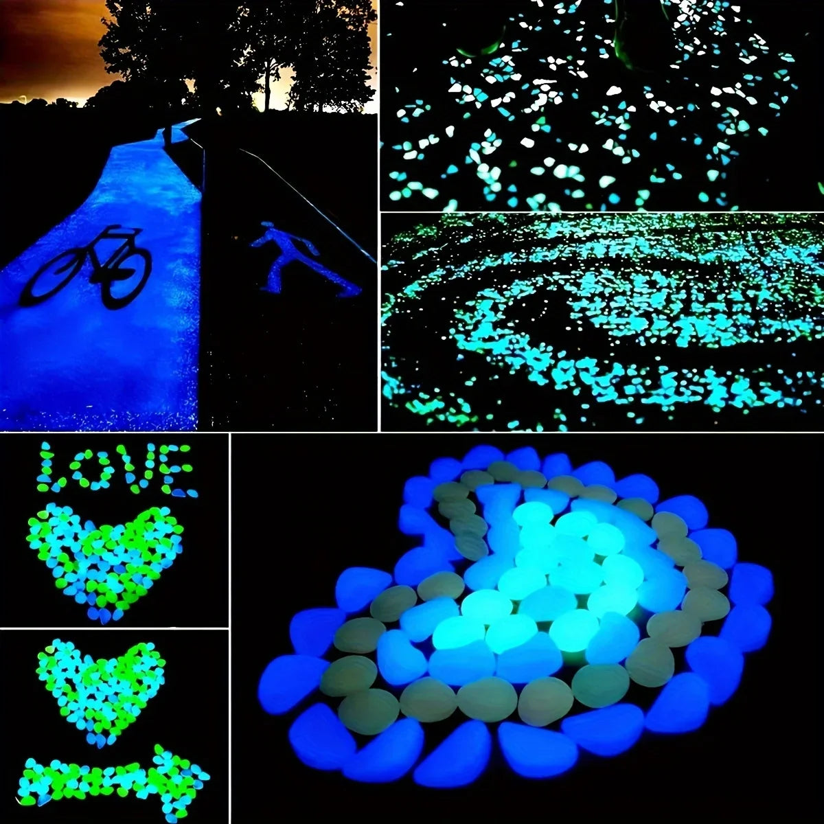 100 Glow in the Dark Pebbles – Luminous Garden & Aquarium Stones Decorative Garden Pebbles Axl
