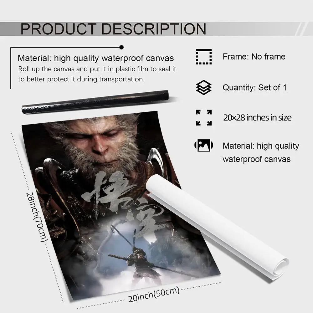 Black Myth Wukong Canvas Wall Art – Unframed Poster Print Canvas Wall Art Axl