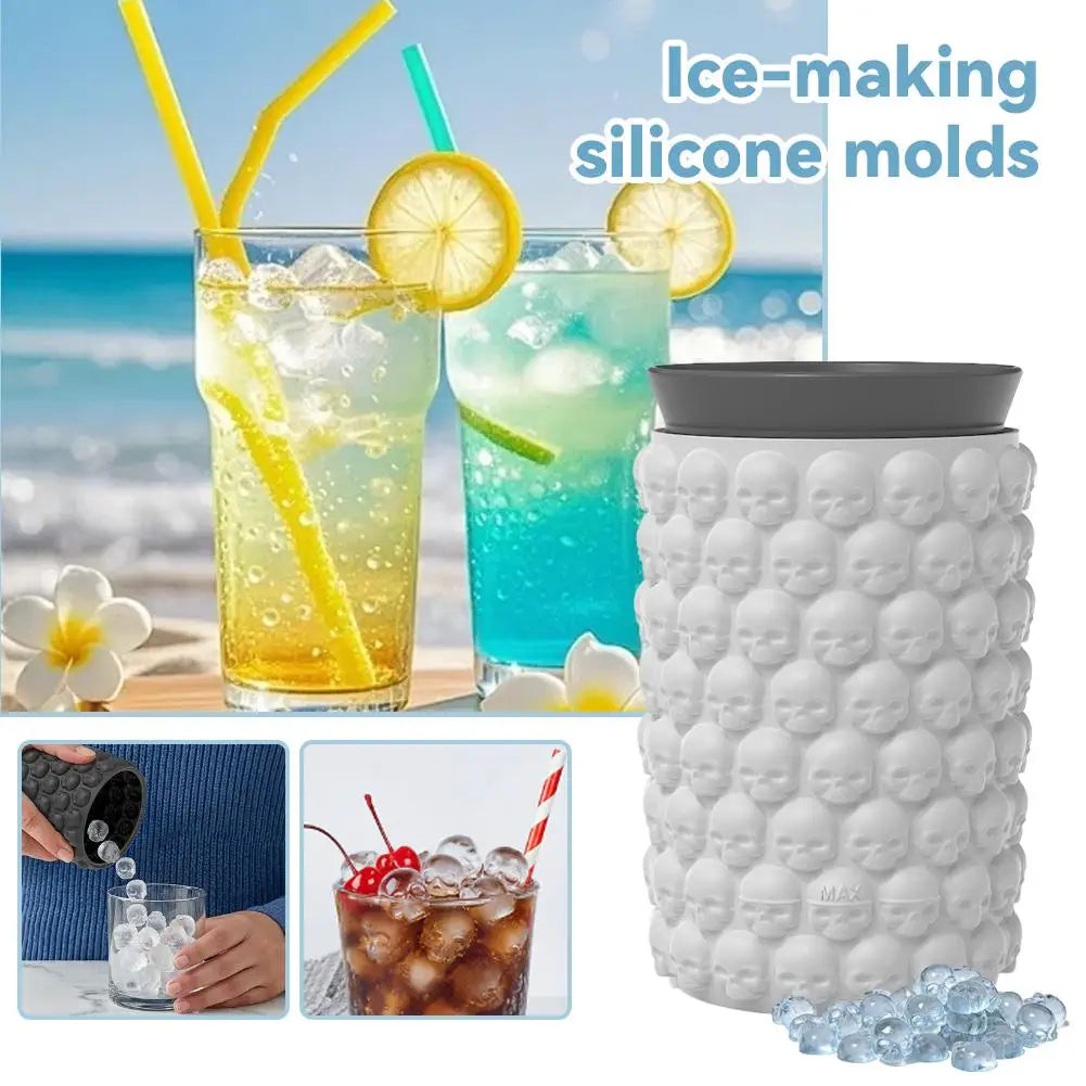 3D Skull Ice Cube Mold – 128 Mini Skulls, Food-Grade Silicone Silicone Ice Mold Axl