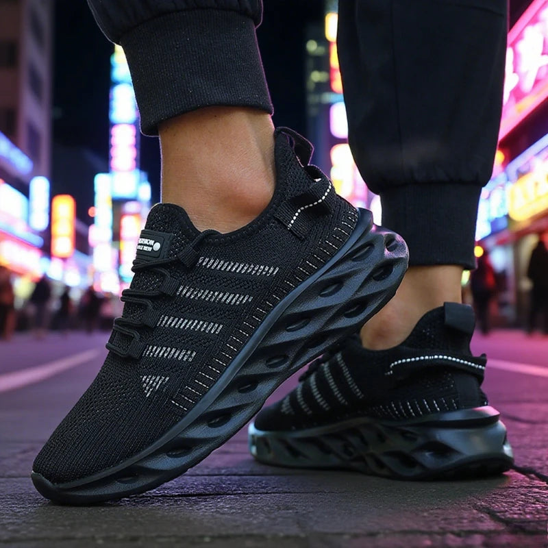 Men's Breathable Knit Sneakers – Lightweight Casual Running Shoes Men's Knit Sneakers Axl All Black 41