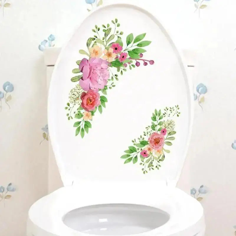 Flower Mural Bathroom Wall Sticker – Removable PVC Decal Bathroom Wall Sticker Axl