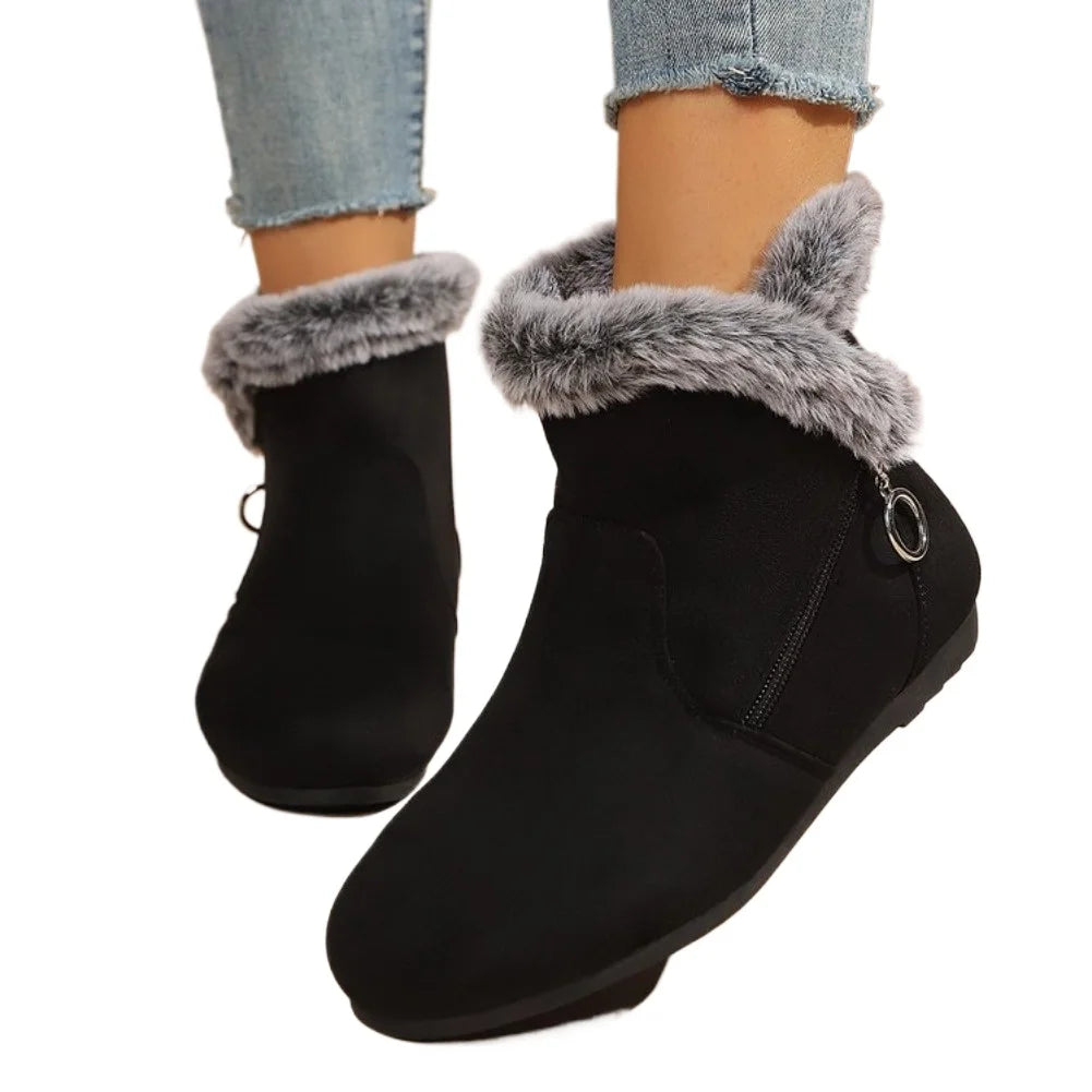 Women's Plush Snow Ankle Boots – Warm Slip-On Winter Boots Women's Snow Boots Axl