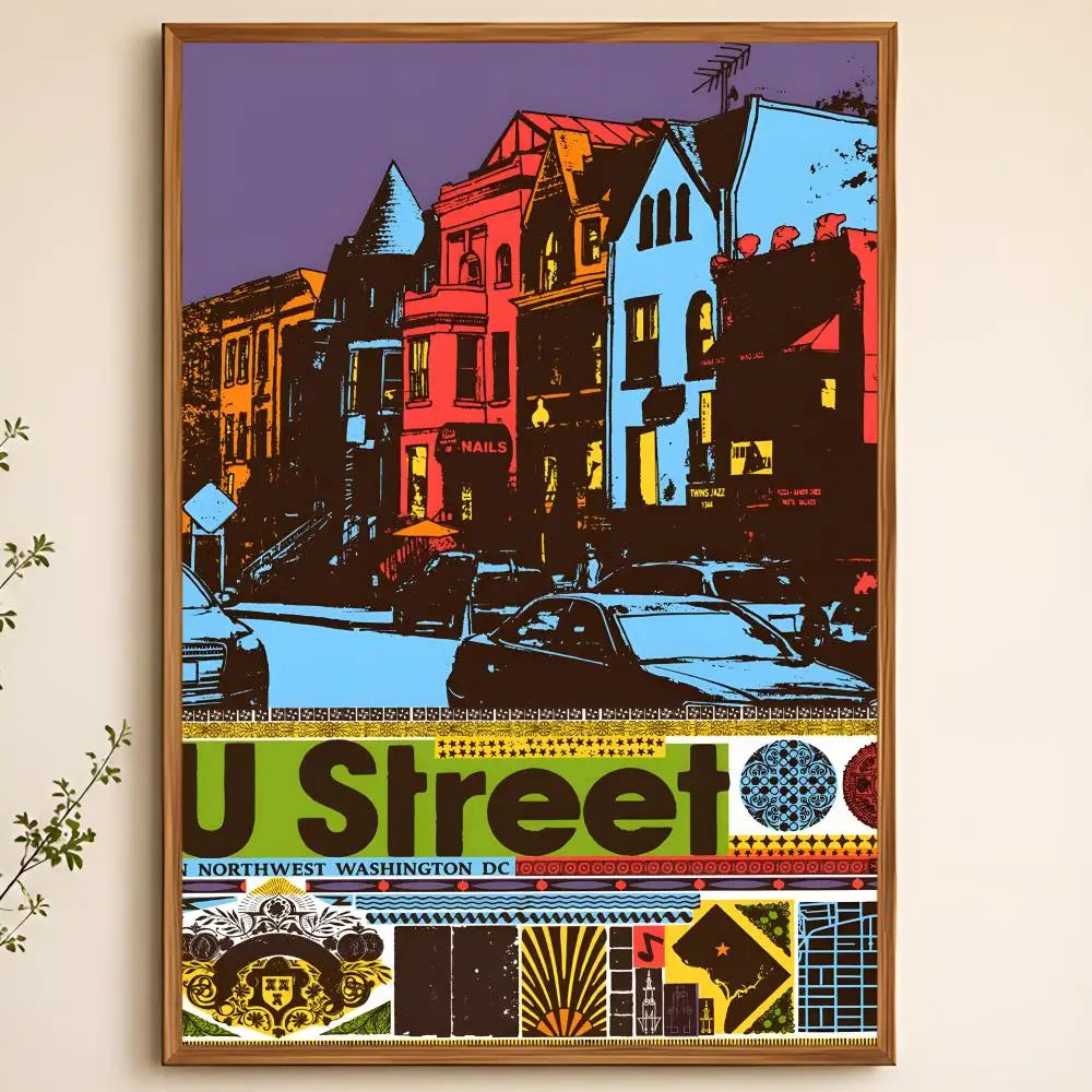 Washington Neighborhood Poster – Self-Adhesive Waterproof Wall Art Decorative Wall Poster Axl White16 60X90cmNoframe
